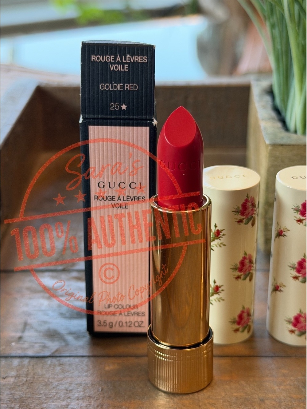 Gucci Rouge à Lèvres Voile Sheer Lipstick - Goldie Red 25 - 3.5g/.12oz NIB